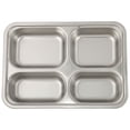 thumbnail image 1 of 1 Pce Assiette Compartimentée en Acier Inoxydable Rectangulaire 4 Sections Plateau de Service pour Aliments, 1 of 9