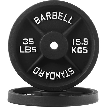 BalanceFrom Classic Cast Iron Weight Plates for Strength Training  1-Inch  35-Pound  Pair