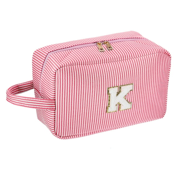 Unique Bargains Personalized Initial Make Up Bag K Cosmetic Bag Travel Makeup Bag Red