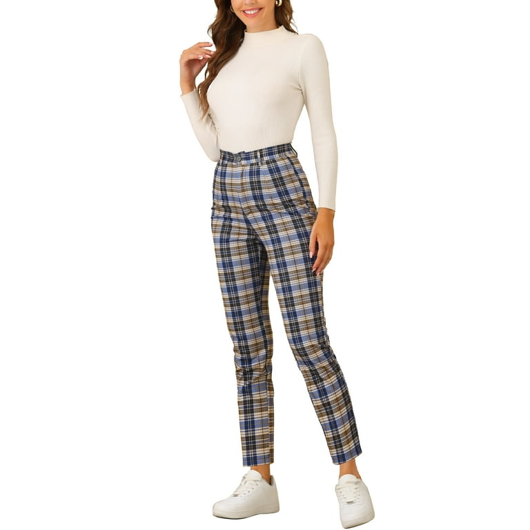 Blue tartan hotsell trousers womens