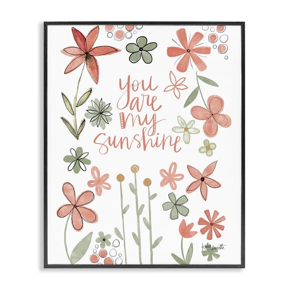Stupell Industries You Are Sunshine with Florals Black Framed Giclee Art, design by Katie Doucette