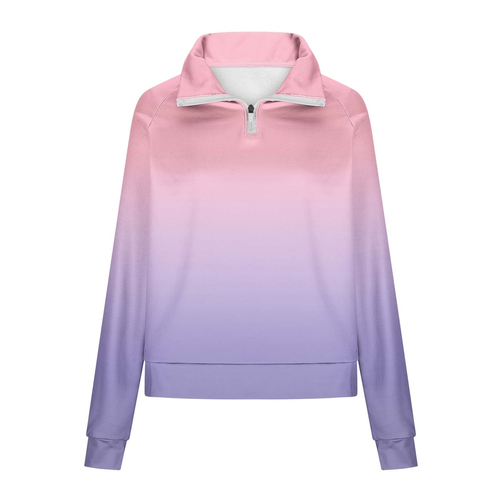 YUGYXL Stand Collar Sweatshirts for Women Half Zip Casual Cropped