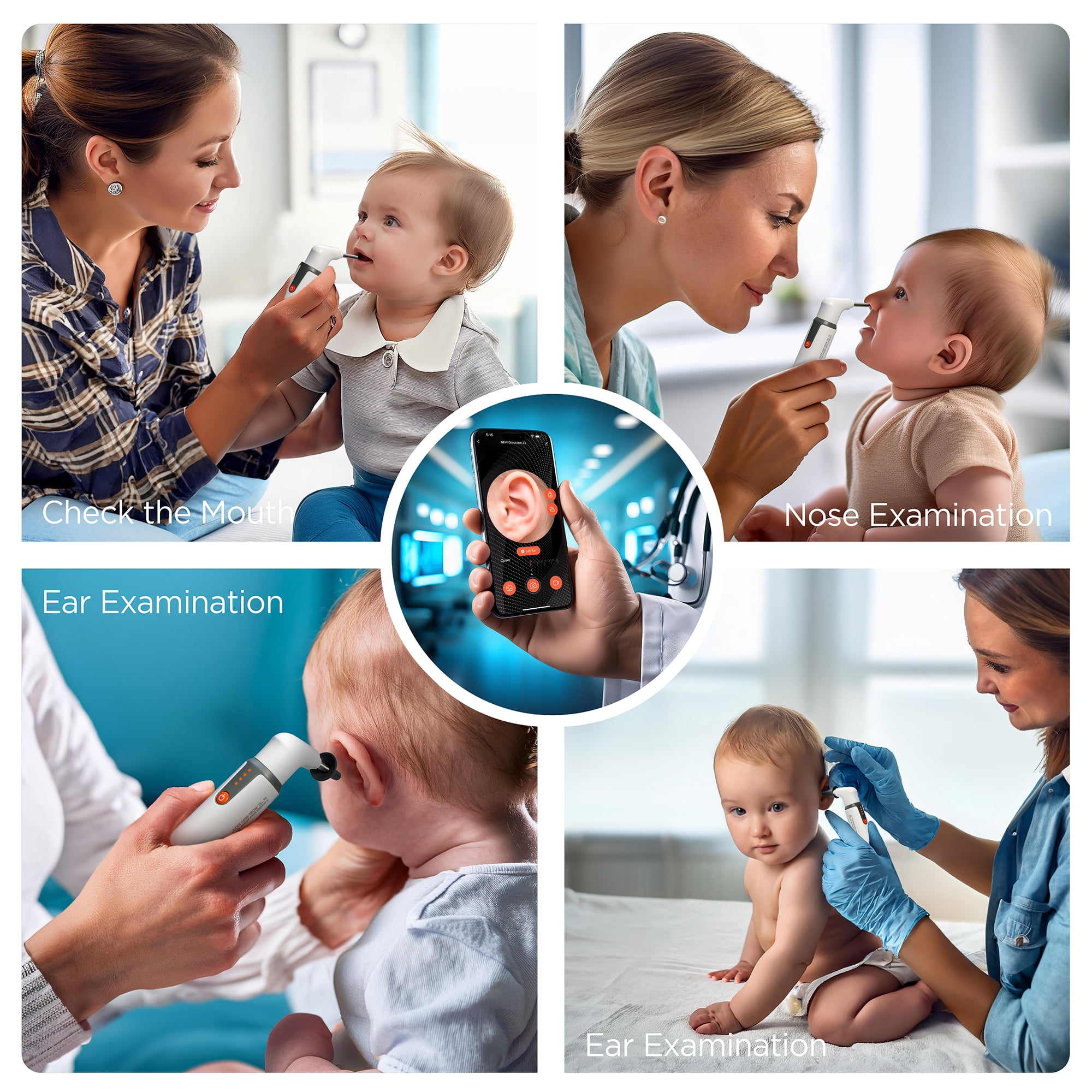 Mobi Ear, Nose & Throat Smart baby Otoscope Jr. with 1080P HD Camera & 6 LED Lights,1-pack