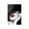 thumbnail image 2 of 2D 3PCS Wrapped Canvas Painting 3 piece set fashion red lips ladies canvas art modern simple living room and bedroom wall decoration, with wooden frame can be hung, 2 of 5