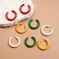 thumbnail image 5 of Minimalist Half Huggie Hoop Earrings for Women Acrylic Lightweight Chunky C Shaped Open Hoops Round Tube Stud Earrings Fashion Vintage Y2K Holiday Party Jewelry for Mother, 5 of 12