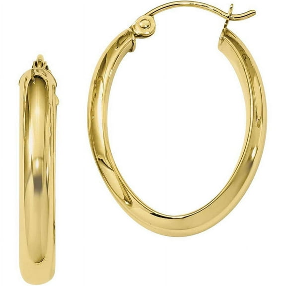 Primal Gold 10 Karat Yellow Gold Polished 3.5mm Oval Hoop Earrings