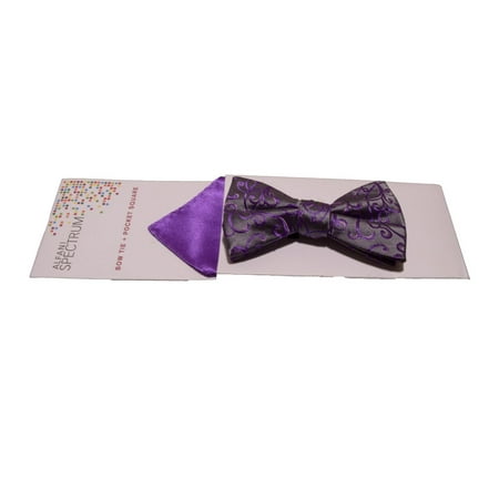 Alfani Spectrum Adjustable Alex Vine Purple Bow Tie And Pocket