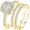 Gold, variant on Silver Rose Gold Three-in-One Wedding Engagement Bridal Halo Ring Set