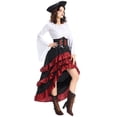 thumbnail image 6 of Vjnyvs Pirate Buccaneer Tops Shirt Skirt Corset Waist Belt Victorian Halloween Women Punk High Low Skirt Outfit, 6 of 7