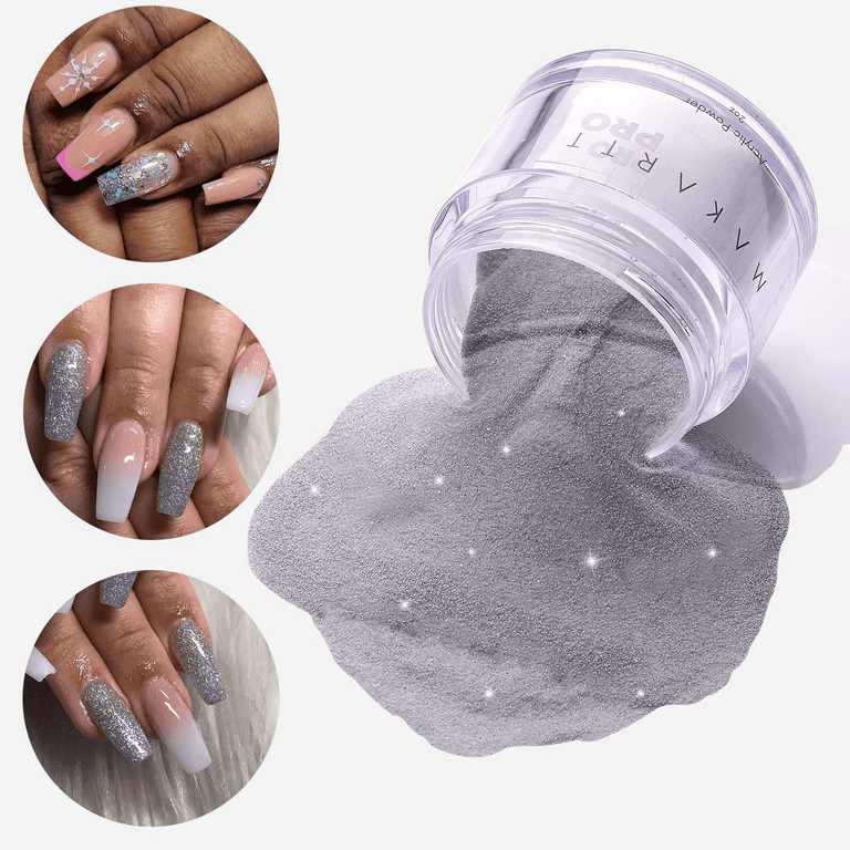Makartt 2oz Silver Glitter Acrylic Powder Professional Multifunctiona  Acrylic Nail System Powder