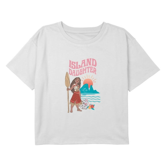Girl's Moana 2 Island Daughter Moana and Pua Portrait Graphic Cropped T-Shirt