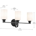 thumbnail image 6 of 55226BK Kichler Lighting Gioe - 3 Light Bath Vanity-10.5 Inch Tall and 24.25 Inch Wide-Black Finish-White Glass Color, 6 of 6