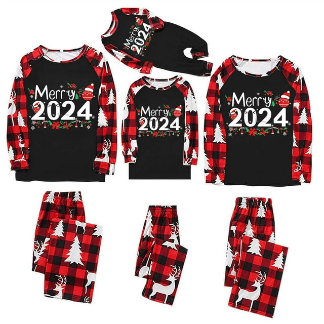 Pyjamas de Famille de Noël Ensembles Assortis Grenouillère de Noël, Chemise à Carreaux Rouges Confortable Pjs Assortis, Parfait pour les Fêtes de Vacances pour Toute la Famille
