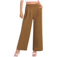 thumbnail image 1 of Timegard Womens Pants Elastic High Waisted Straight Leg Breathable Casual Loose Flowy Pants with Pockets, 1 of 7