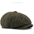 thumbnail image 6 of KDSJSXW Hats Men Hat Men'S English Vintage Newspaper Kids' Hat Classic Plaid Driver Hat Artist Hat Scally Caps For Men (Green,One Size), 6 of 7