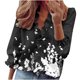 thumbnail image 1 of Mujeres Casual Manga completa Cuello en V Tops Camisas sueltas Blusa Tops estampados Pompotops  FGAJ13982, 1 of 5