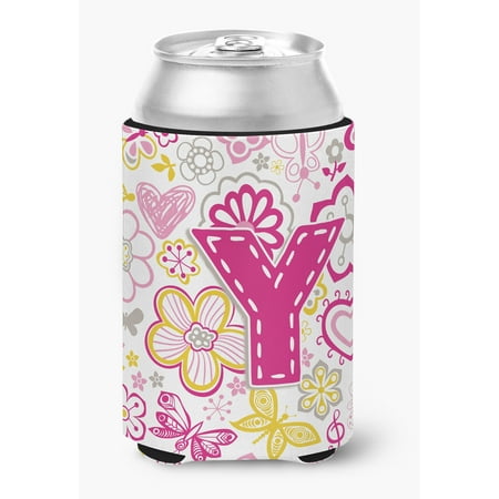 

Letter Y Flowers and Butterflies Pink Can or Bottle Hugger