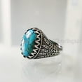 thumbnail image 2 of Blue Copper Turquoise Mans Ring, Natural Copper Turquoise Ring, Silver Jewelry, 925 Silver Ring, Birthday Gift, Heavy Mens Ring, Arabic Design, Ottoman Style Ring, Christmas, Turkey Mens Signet Ring, 2 of 7