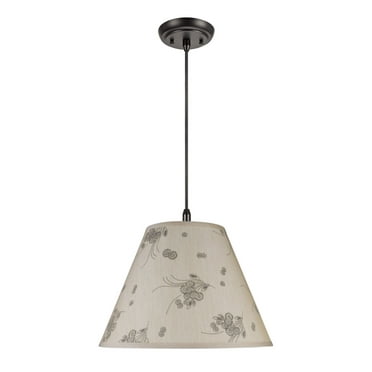 Aspen Creative 72150 Two-Light Hanging Pendant Ceiling Light with Transitional Hardback Fabric Lamp Shade, Beige with Transitional Floral Design, 15" width