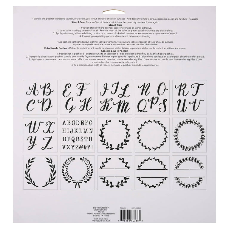 Alphabet Monogram Stencils by Craft Smart®, 12 x 12 
