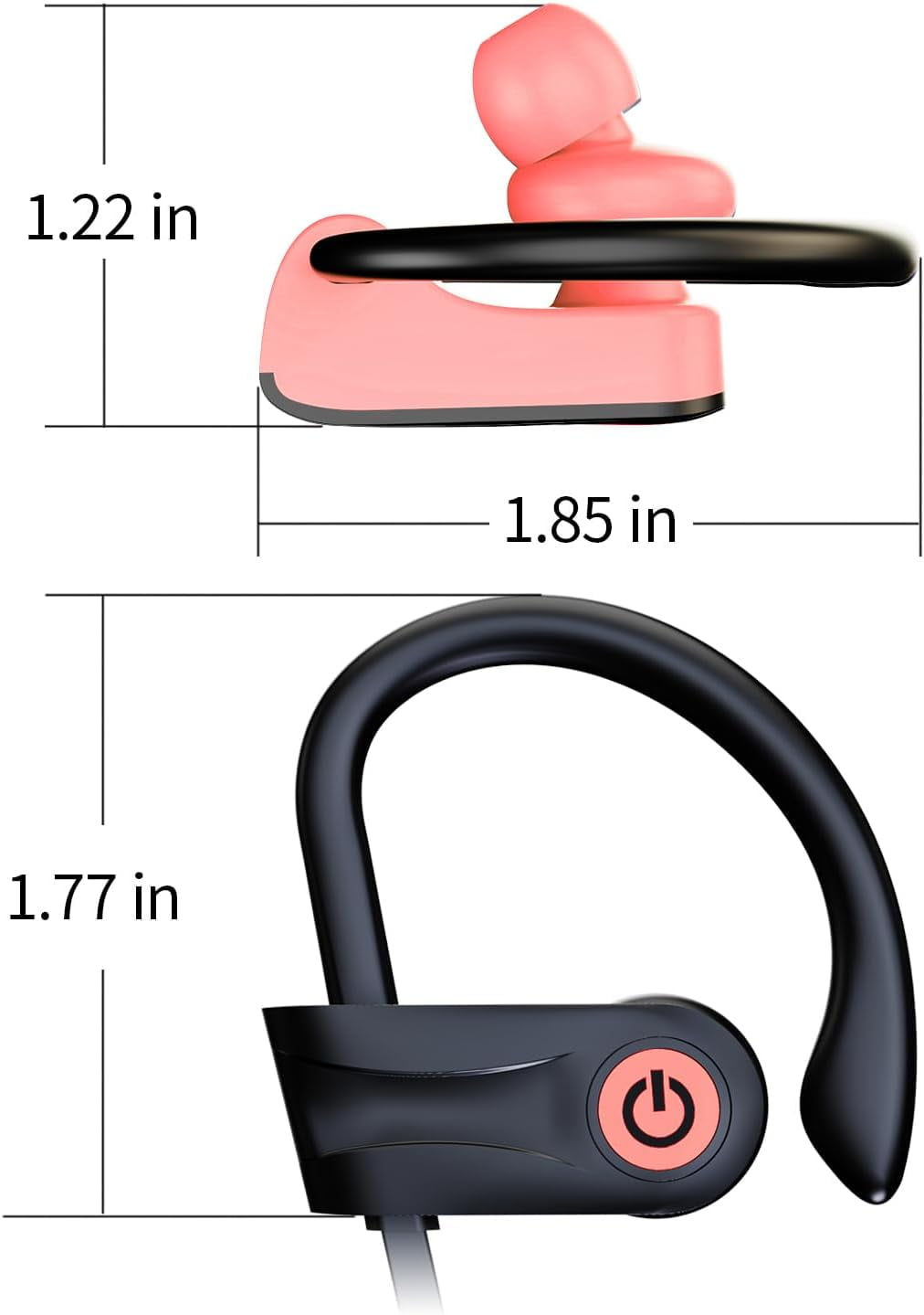Bluetooth Headphones, Wireless Headphones with 16 Hours Playtime Bluetooth 5.3 Wireless Earbuds HD Deep Bass Stereo Sound Isolation IPX7 Waterproof Earphones for Workout Running Sports