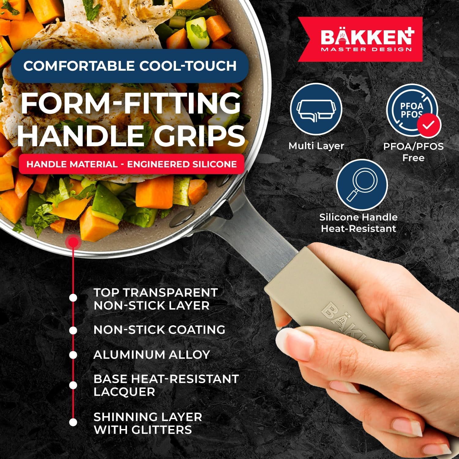 Bakken-Swiss 2-Piece Mini Egg Pan Set – 5.5" Non-Stick Frying Pan with Spatula, Cool-Touch Handle, Heat Resistant to 400°F, Food-Grade Safe, White Marble – For Gas, Electric & Ceramic Cooktops