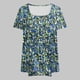 thumbnail image 4 of Puntoco Liquidación de blusas cortas para mujer Blusa holgada de manga corta plisada con cuello grande y estampado para mujer L-5xl, 4 of 5