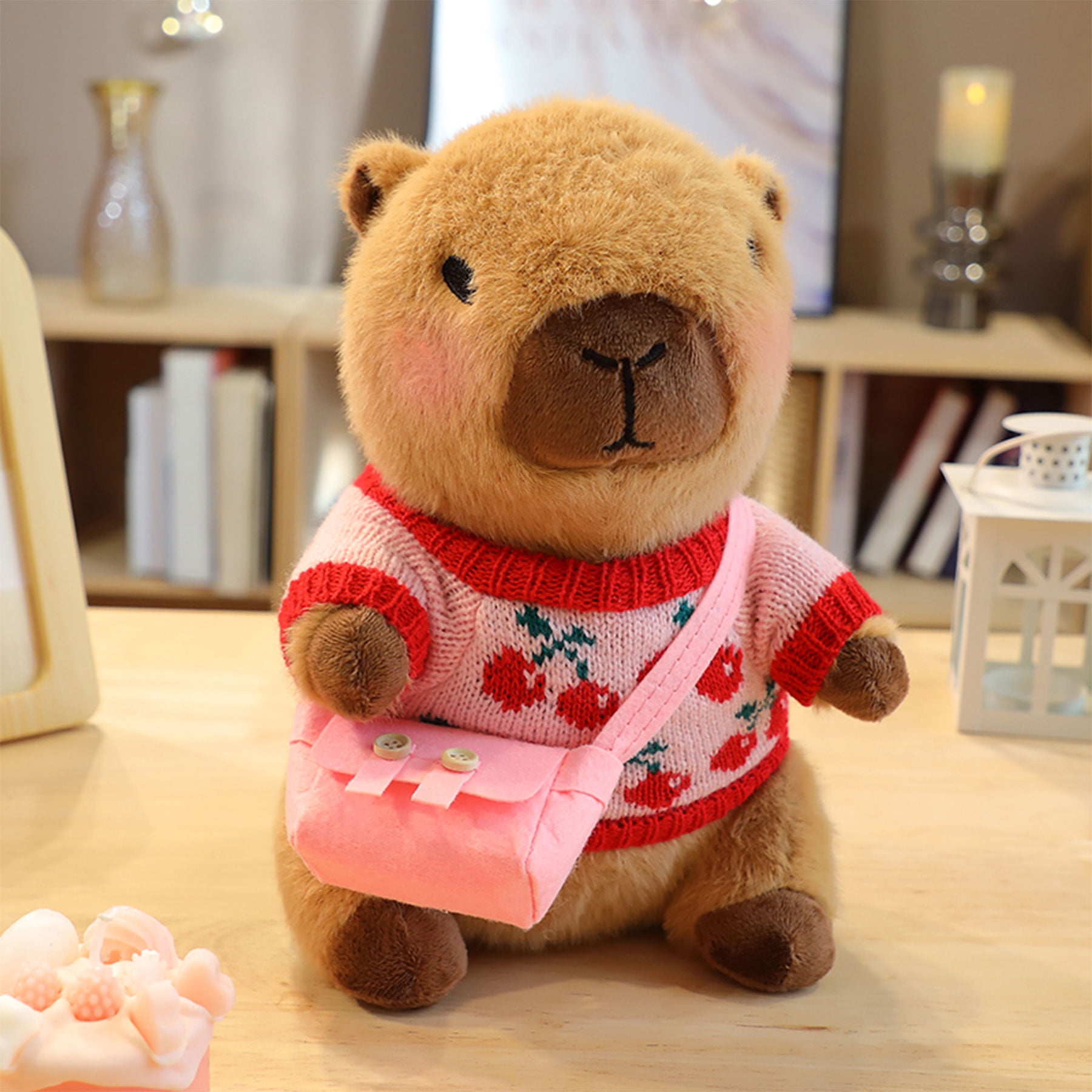 Capybara Plush, 9 pcs Clothes & Accessories, 10.2 in Cute Capybara Stuffed Animal Plush Toys