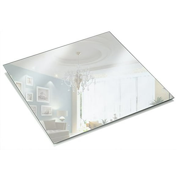 Light In The Dark 12 Inch Square Mirror Candle Plate 1.5 mm Thick with Round Edge Set of 12
