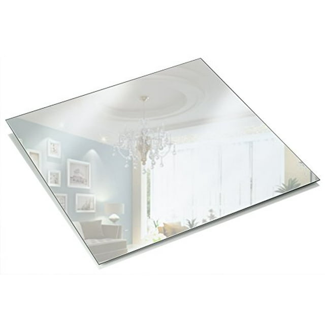 Light In The Dark 12 Inch Square Mirror Candle Plate 1.5 mm Thick with Round Edge Set of 12
