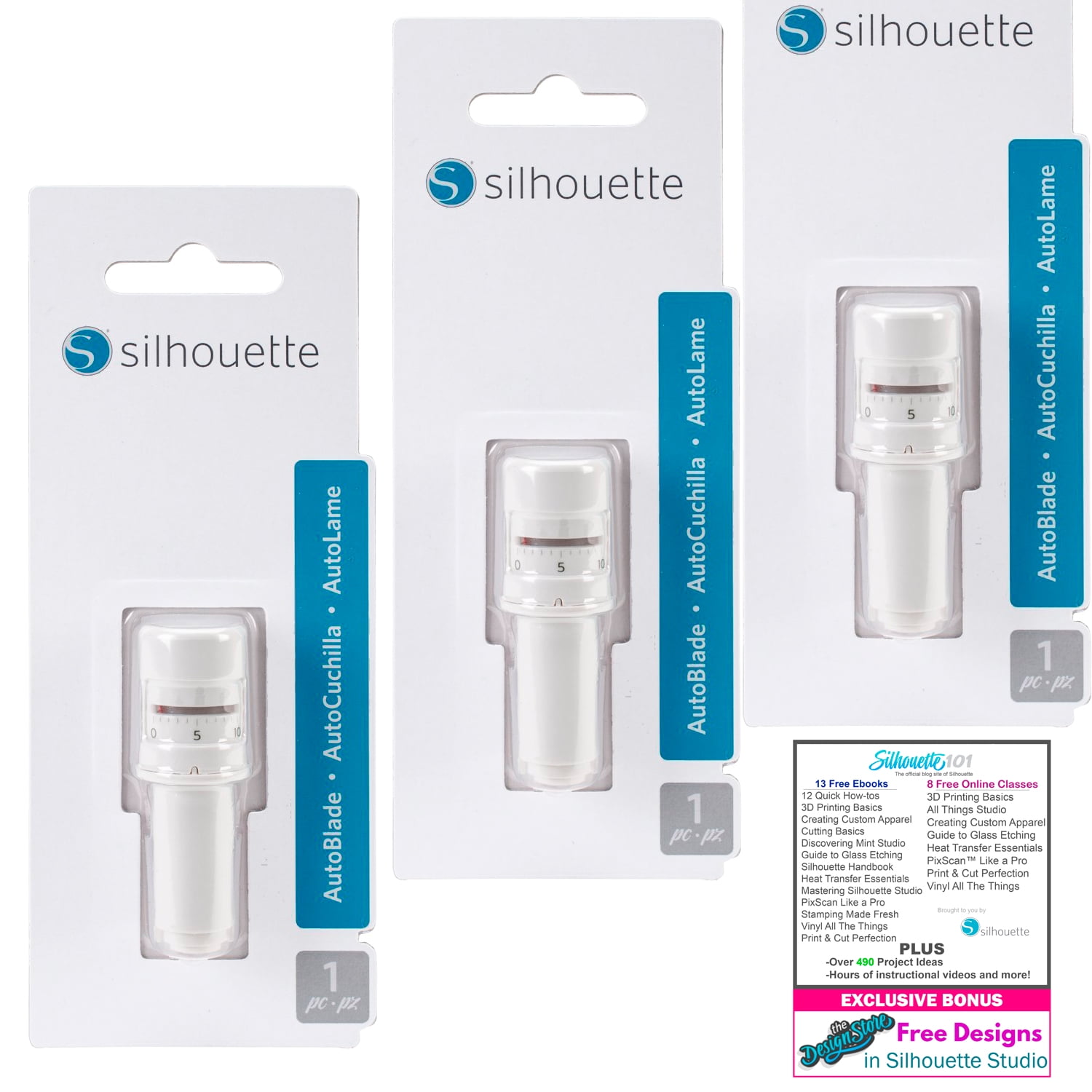 Silhouette AutoBlade 2 Pack of 3 Blades for Use with Cameo 4 with 101
