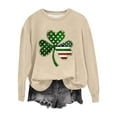 thumbnail image 4 of Tdoqot Womens St Patricks Day Sweatshirts- Crewneck Lucky Cute Long Sleeve Shirts Pullover Tops Beige Size 2XL, 4 of 4