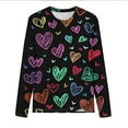 thumbnail image 5 of Craaazy Valentine T-Shirts for Women Casual Long Sleeve Heart Printed Tops Fashion Round Neck Shirts Gifts, 5 of 5
