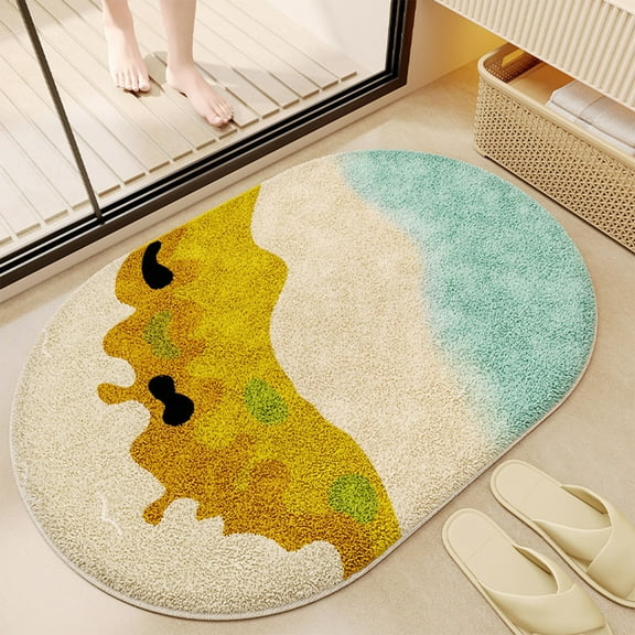 Soft Fluffy Shaggy Bath Mat Non-Slip Water Absorbent Polyester Rug for Shower Bathroom Floor 16x24 Inches