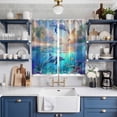 thumbnail image 2 of Ocean Dolphins Kitchen Curtains 84 Inch Length, Summer Coral Coconut Trees Tropical Fish Grommet Top Bedroom Living Room Curtains, Light Filtering Cafe Curtain Drapes 2 Panels Set 104''x84'', 2 of 9