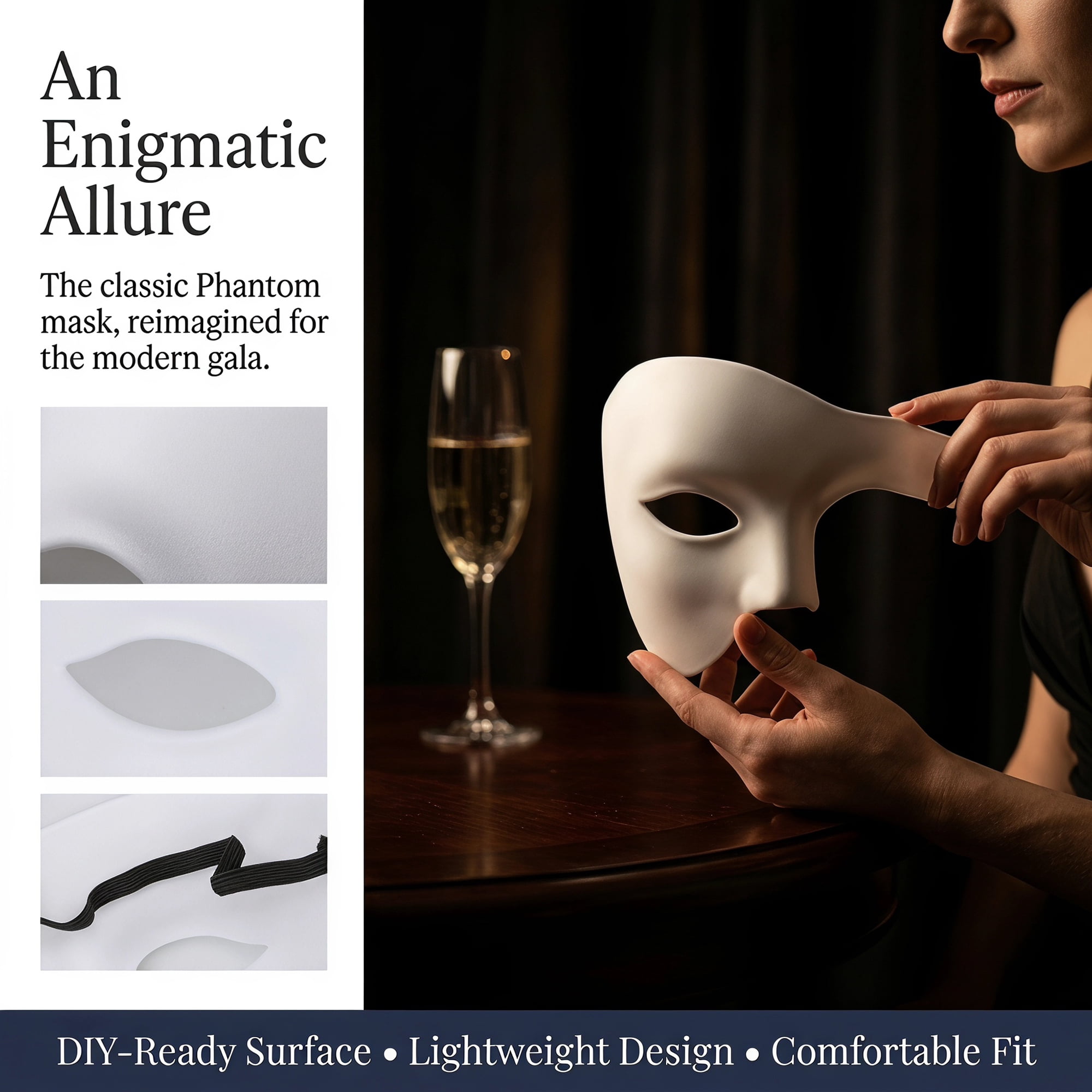 Unique Bargains Masquerade Plastic Half Face Mask for Halloween Costume White 7.1" x 5.1"