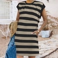 thumbnail image 2 of Dresses for Women Striped Summer Dresses 2024 Crewneck Cap Sleeve Color Block Casual A Line Tshirt Dress with Pockets, 2 of 7