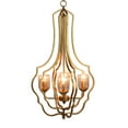 thumbnail image 2 of 4-Light Antique Gold Chandelier – Sculptural Open Frame Pendant with Glass Accents – Adjustable Elegance for Dining Rooms & Entryways, 2 of 2