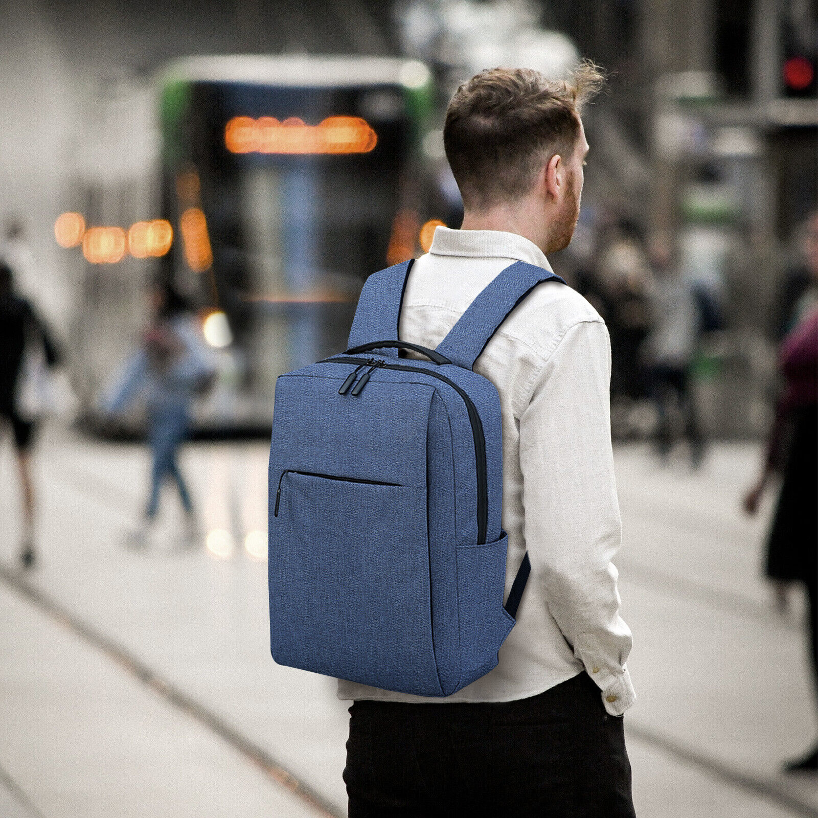 Novaa Bags 16" Slim Casual Waterproof Laptop Backpack with USB Charging Port Navy - image 4 of 6