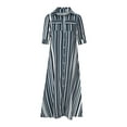 thumbnail image 4 of Awdenio Women's Dresses , Women Half Sleeve Striped Multicolor Loose Button Bohe Beach Long Robe Dress, 4 of 6