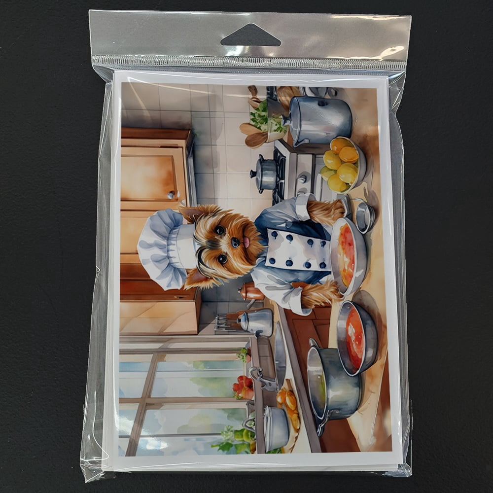 Yorkie Yorkshire Terrier The Chef Greeting Cards Pack of 8 7 in x 5 in