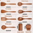 thumbnail image 2 of 9 Cucharas de Madera Natural para Cocinar, Utensilios de Madera para Cocinar con Soporte para Utensilios, Juego de Utensilios de Cocina de Madera de Teca, 2 of 6