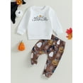 thumbnail image 2 of Wassery Infant Baby Girls 2Pcs Halloween Outfits Set Long Sleeve Letter Print Sweatshirt + Pumpkin Long Pants Set Toddler Fall Winter Clothes 0-3Y, 2 of 8