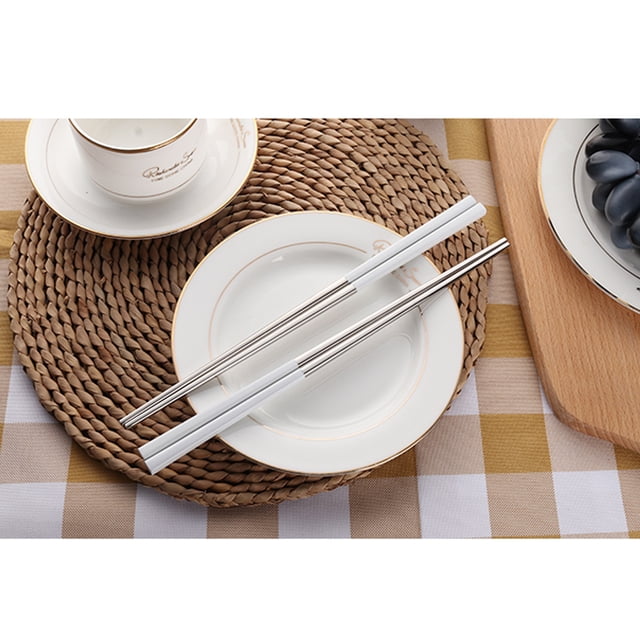 de palillos chinos de material acero inoxidable, reutilizables, premium, a prueba de mo, antibacterianos, aptos para lavavajillas, 23,5 cm/9,25 pulgad Astilla blanca perfecl Palillos