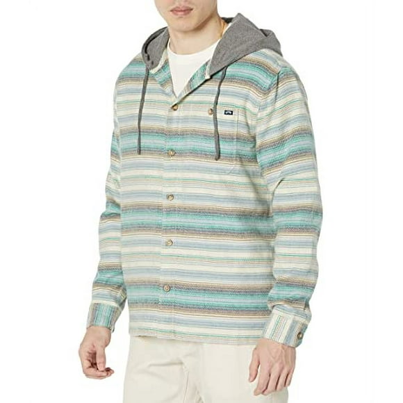 BILLABONG Men's Classic Hooded Baja Flannel Shirt, Stone, Medium