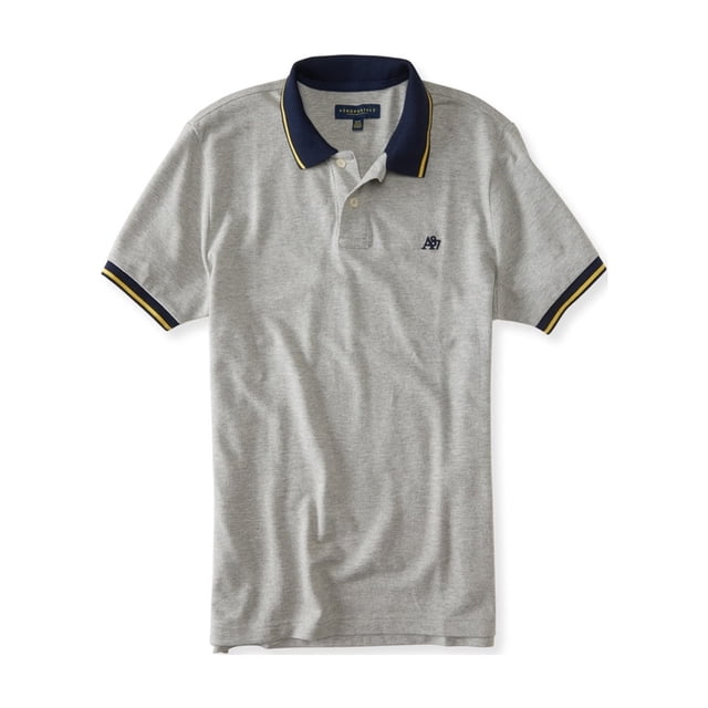 Aeropostale - Polo de rugby a rayas A87 para hombre, gris, mediano Aeropostale polo, rugbi