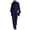 Blue, variant on Women's Regular Fit Two-Piece Set, Turtleneck Asymmetrical Cape Top with Matching Wide Leg Pants, Elegant Outfit for Casual and Formal Occasions