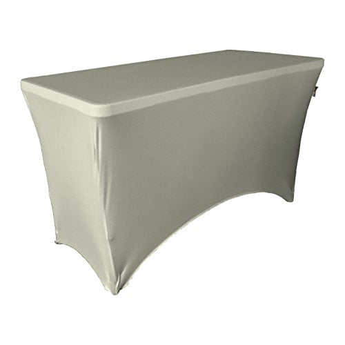 LA Linen TCSpandex48x24x30_GrayLightX41 LA Linen Rectangular Spandex Tablecloth, 48 by 24 by 30-Inch, Gray Light