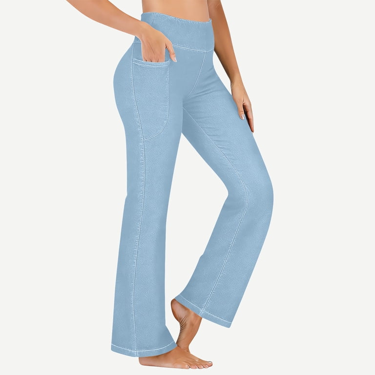 VBVC Women's Stretchy Denim-look Leggings,Butt Lift Flare Jeggings For  Women,Ladies Workout Dress Pants with 4 Pockets,Light Blue,Size XL -  Walmart.com