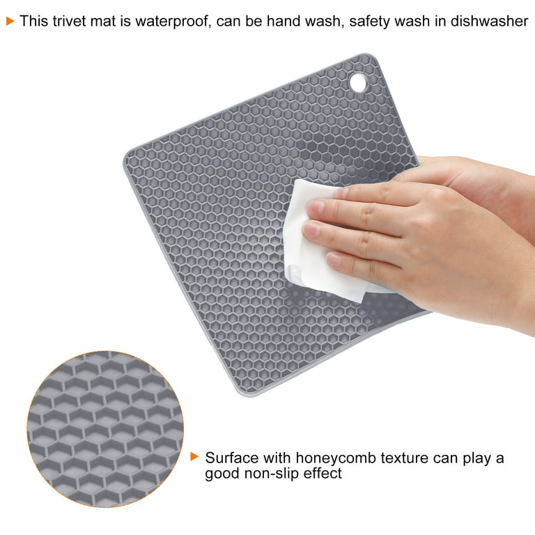 Unique Bargains Silicone Trivet Mats 2pcs Square Heat Resistant Non-Slip  Drying Mat for Kitchen Counter Table -Deep Gray